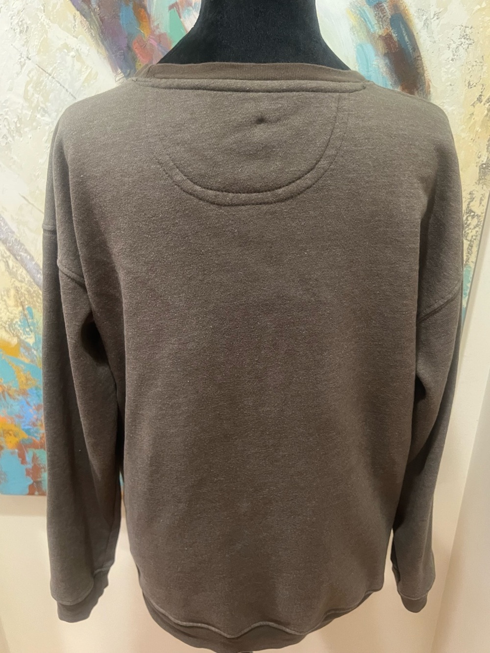 Natural Life Be Happy Graphic Sweatshirt XS Brown Pink Floral Boho Pullover - Picture 5 of 8